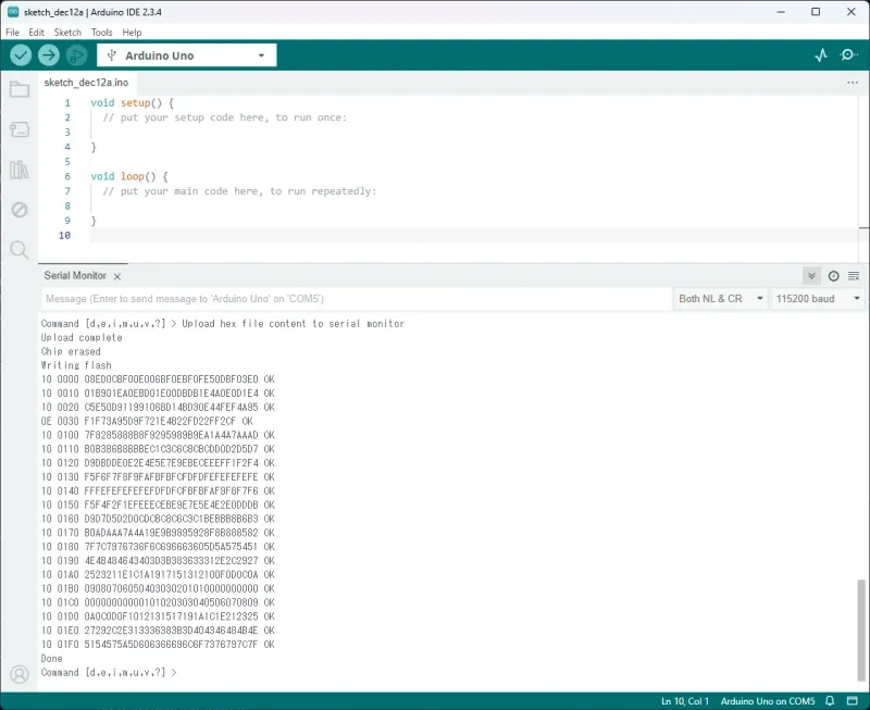 ATtiny10への書き込み成功画面
